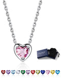 Suplight Silver Necklace for Women 925 Sterling Silver Birthstone Love Heart Necklace