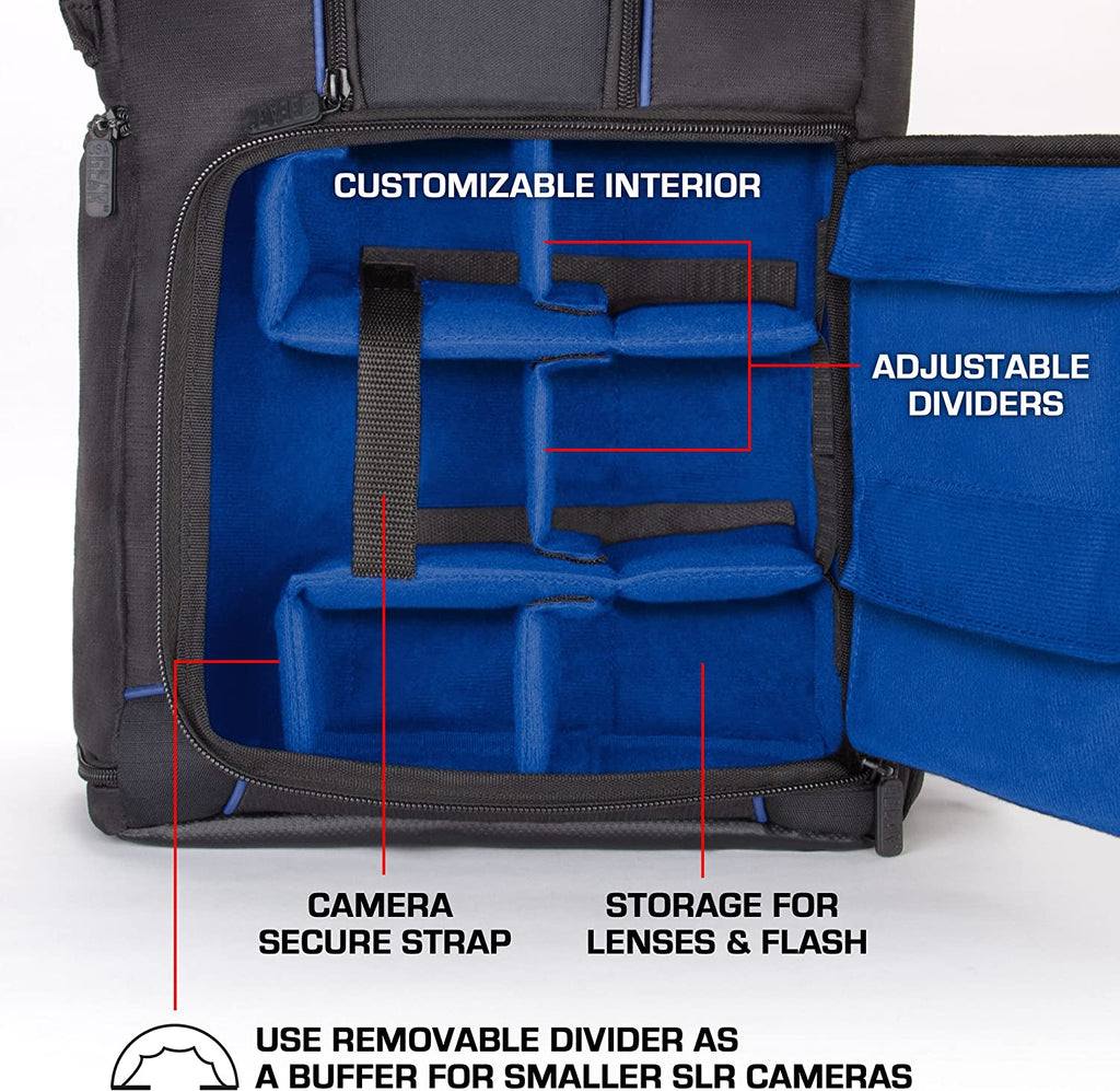 USA Gear Camera Backpack for Photographers Dslr/Slr/Mirrorless Camera Bag with Laptop Slot, Rain Cover, Tripod Holder