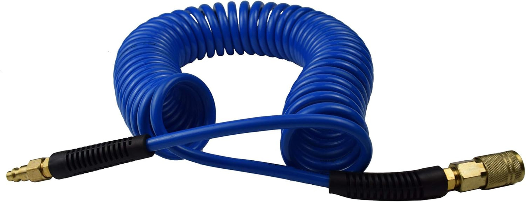 YOTOO 25' Polyurethane Air Compressor Hose - 1/4" Inner Diameter with Bend Restrictor & Quick Coupler - Durable Blue Design
