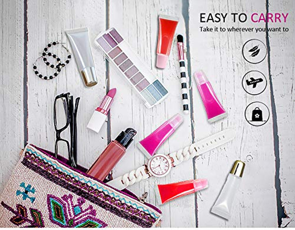 AMORIX 50PCS Empty Lip Gloss Tubes with Black Caps - 20ml Containers + 2 Syringes & Labels for DIY Lip Gloss and Glitter Creations