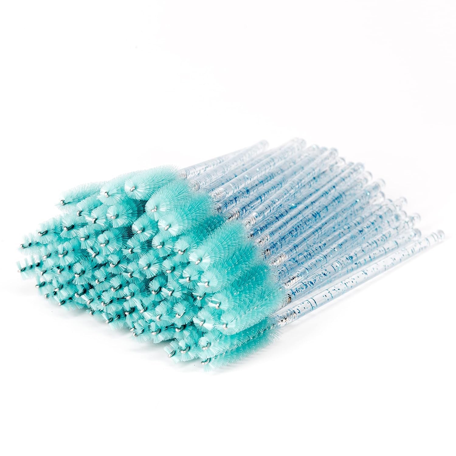 I-Laesh 100 Pcs Crystal Blue Eyelash Brush Set - Sparkling Mascara Wands & Professional Eyebrow Spoolies for Flawless Makeup Application