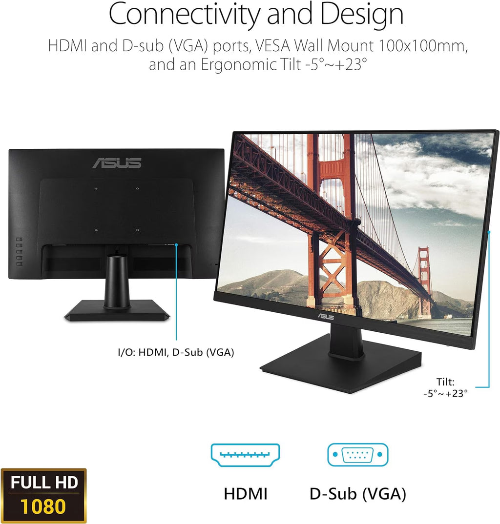 Asus 27" Eye Care Monitor VA27EHE Full HD, IPS, Frameless, 75Hz, Low Blue Light