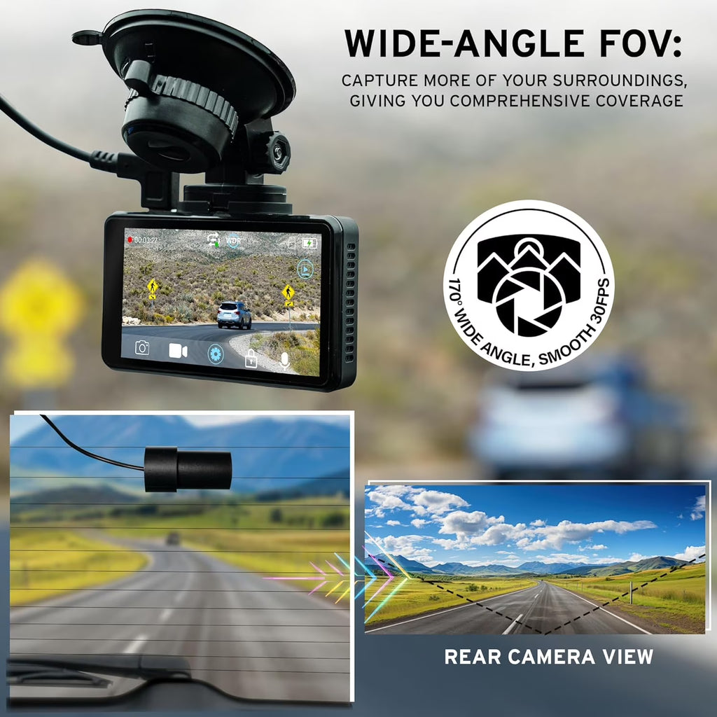 Car and Driver 1080P Full HD Dual View Dash Cam | Front, Rear-View Camera Combo with Sony IMX Sensor, High Dynamic, Range, ADAS Alerts, Night Vision | Blindspot Car Camera with 150 Degree Angle Lens