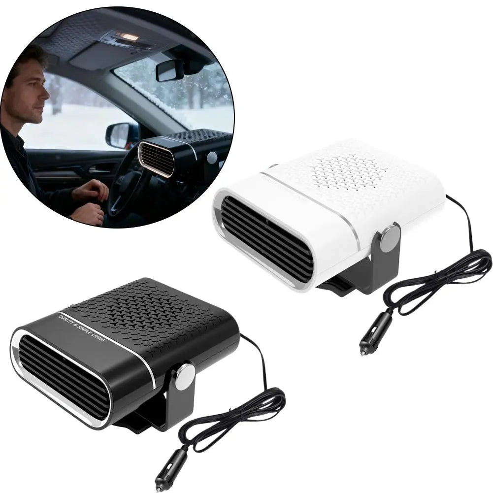 Portable 12V/24V Electric Car Heater and Defroster with Adjustable Fan for Windshield Defogging - Essential Car Accessory