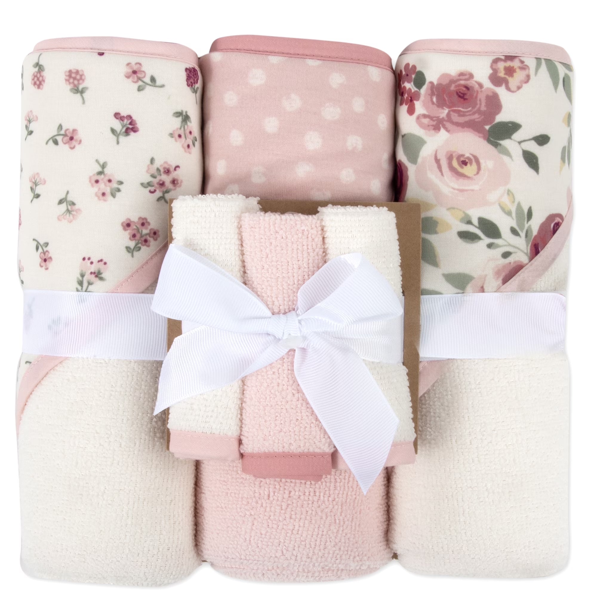 Baby Essentials 6 Piece Hooded Bath Towel Washcloth Set for Infant, Newborns, Toddlers 3 – 24 Months for Bath Time, Showers, Lounge, Beach, Pool in Dinosaurs & Stripes