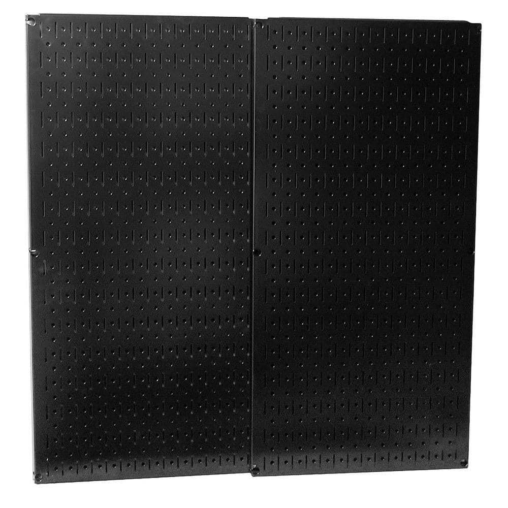 Metal Pegboard Wall Organizer Set - 32" x 32" Garage Storage Solution, Black (2 Pieces)