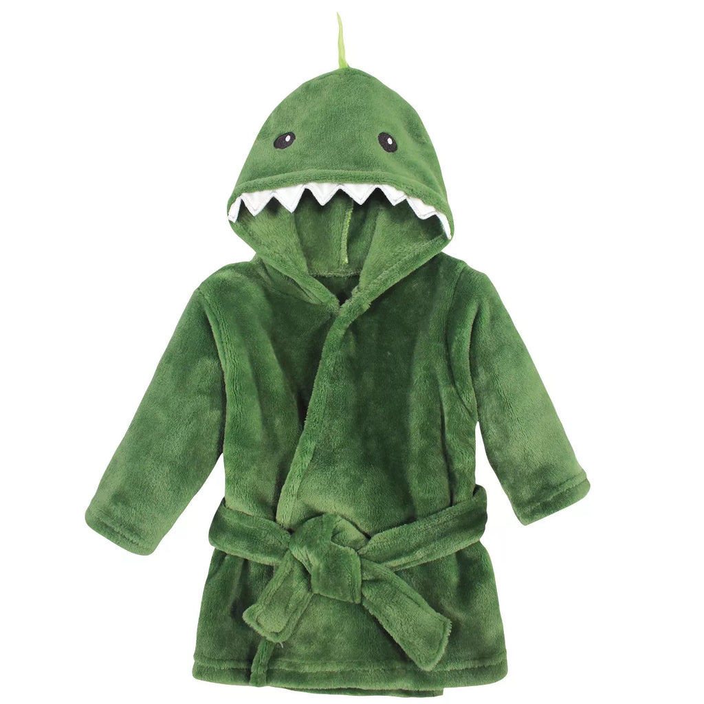 Hudson Baby Infant Unisex Plush Animal Face robe, Dinosaur, 0-9 Months