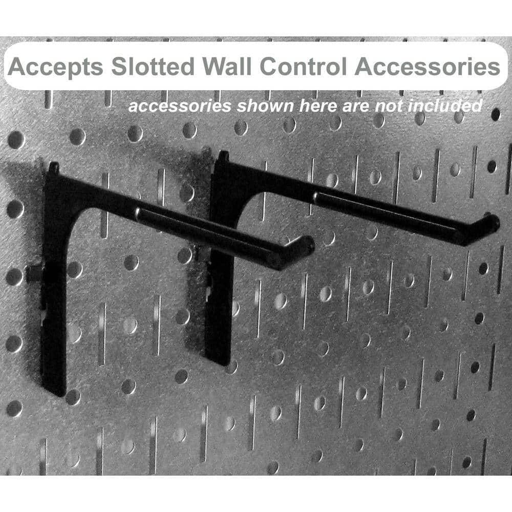 Metal Pegboard Wall Organizer Set - 32" x 32" Garage Storage Solution, Black (2 Pieces)