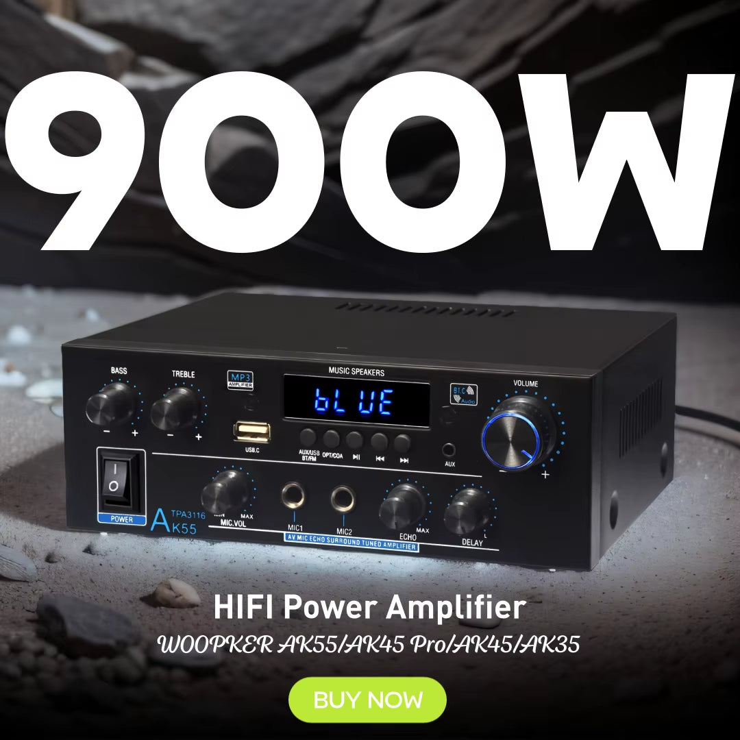 Woopker AK35/AK45/AK45 Pro/Ak55 Digital Amplifier Bluetooth Sound Amplifier 2 Channel Hifi FM USB Audio Amp for Home Car Karaoke