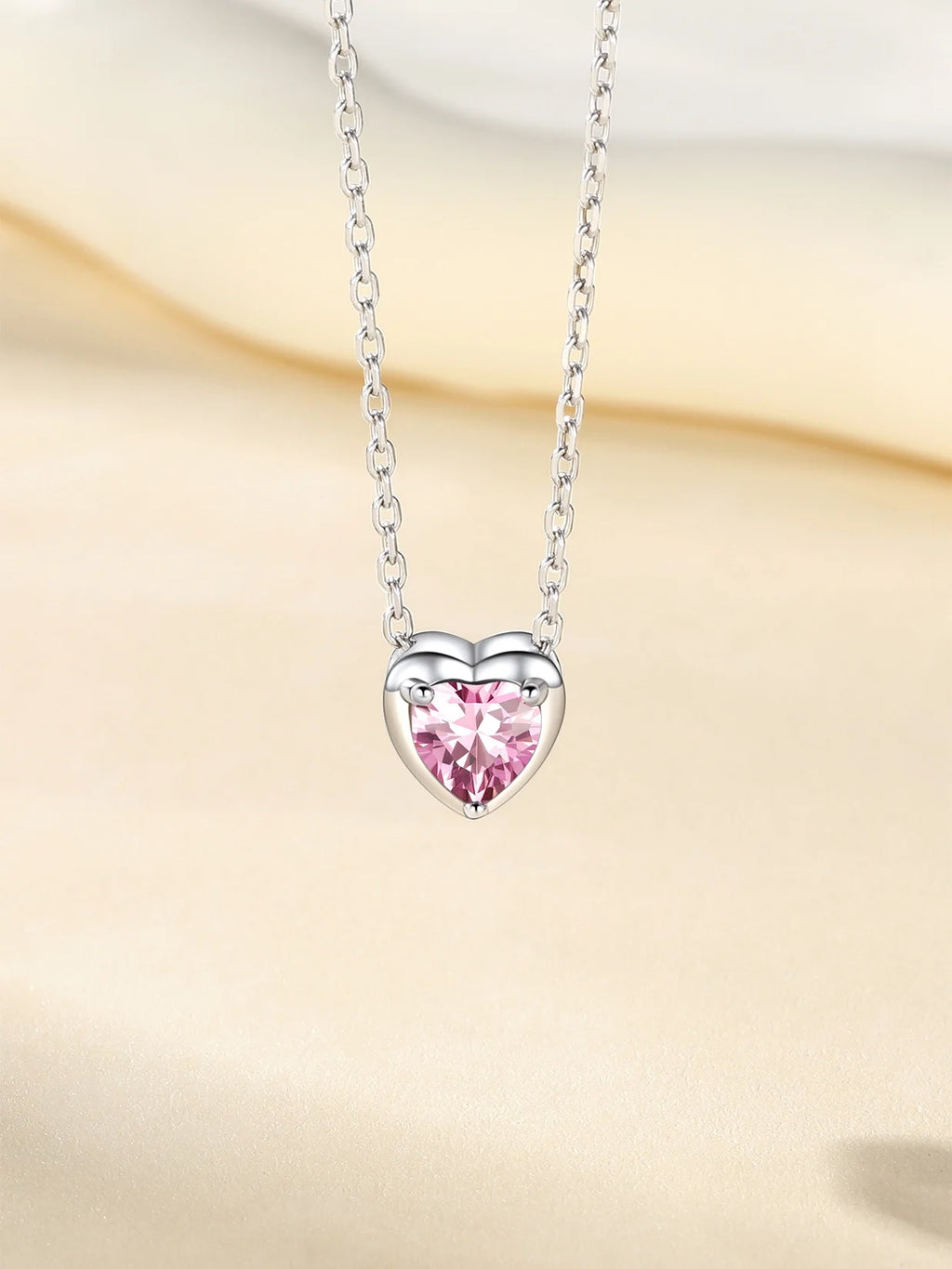 Suplight Silver Necklace for Women 925 Sterling Silver Birthstone Love Heart Necklace