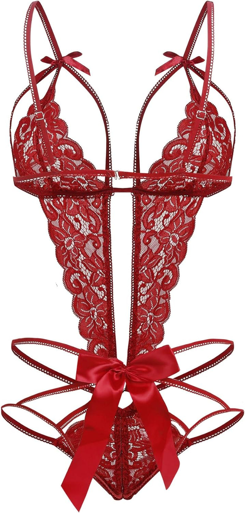Donnalla Women'S Deep V Lace Teddy One Piece Lingerie Cutout Strappy Lingerie