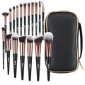 18-Piece Professional Makeup Brush Set - Premium Synthetic Brushes with Elegant Case for Flawless Foundation & Eye Makeup (Black Gold)