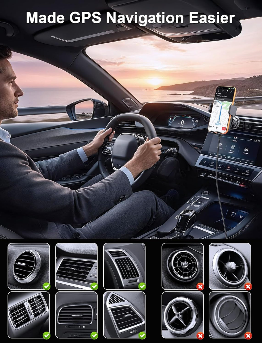 MOKPR Wireless Car Charger, Auto Clamping Car Charger Dash Windshield Air Vent Phone Holder Compatible with Iphone 17 16 15 14/13/13 Pro/12 Pro/12/11/X/8, Samsung S24/S23/S22