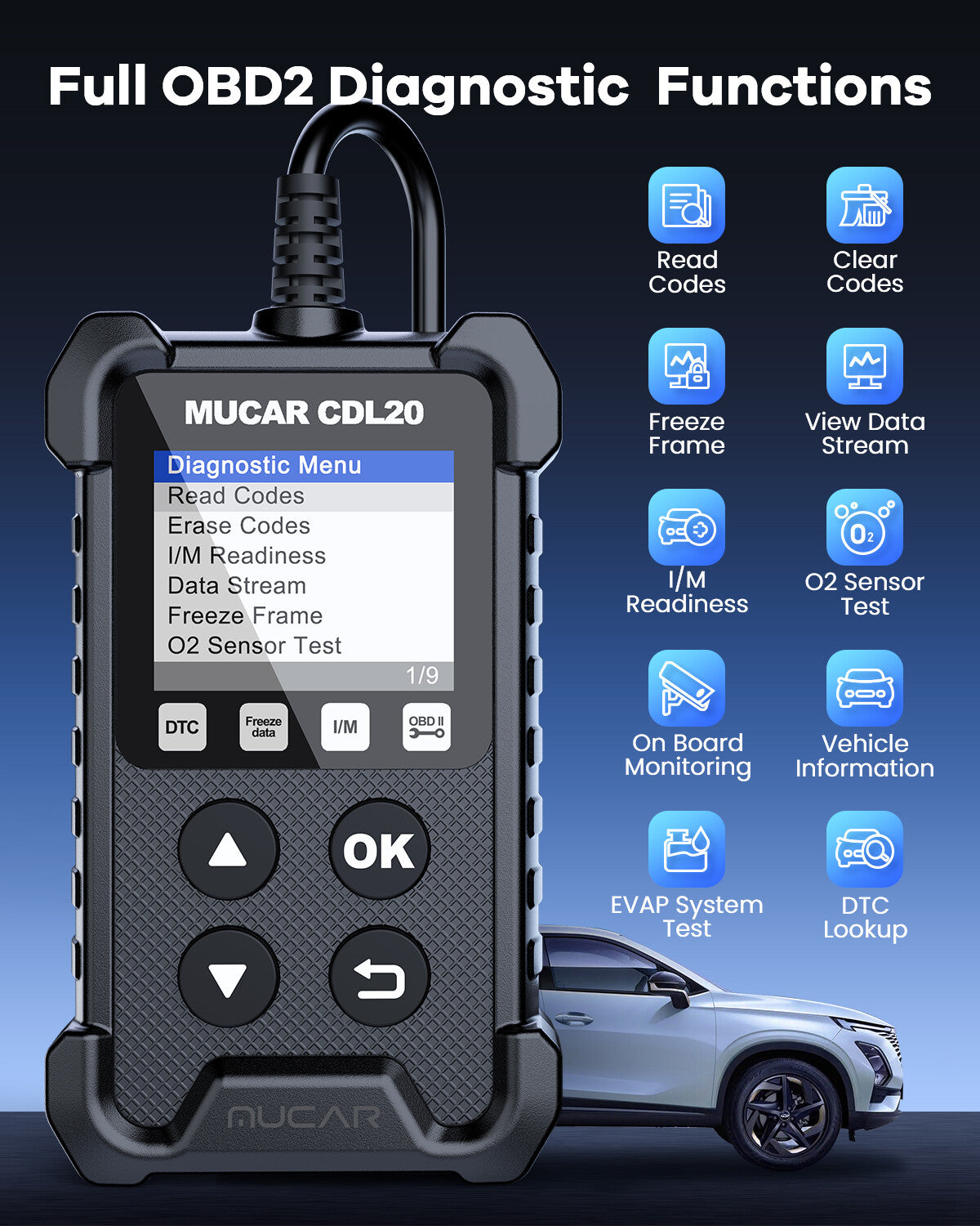 MUCAR CDL20 OBD2 CAN OBDII Auto Car Code Reader Diagnostic Scanner Tool Engine