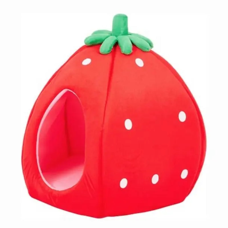 Strawberry-Themed Pet Bed House for Cats and Dogs