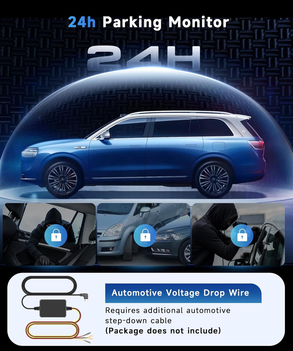 4 Channel 360° Dash Camera Front and Rear inside Left Right, 3.16 Inch Dash Cam for Cars, Built-In Night Vision, Sensitive Motion Detection 24/7 Recording Parking Mode Monitor Reversing Help