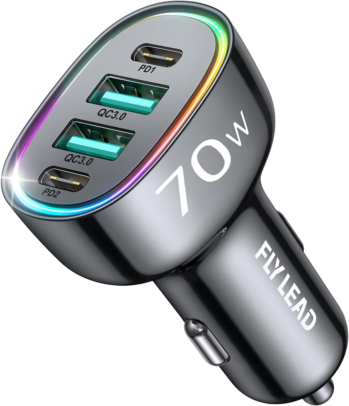 Ultimate 4-Port 70W Car Charger - Super Fast Charging for iPhone 17, Dual PD 35W Type C & QC 3.0 USB, Compatible with iPhone 16/15/14/13/12, iPad, Galaxy S26
