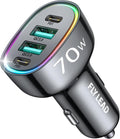 Ultimate 4-Port 70W Car Charger - Super Fast Charging for iPhone 17, Dual PD 35W Type C & QC 3.0 USB, Compatible with iPhone 16/15/14/13/12, iPad, Galaxy S26