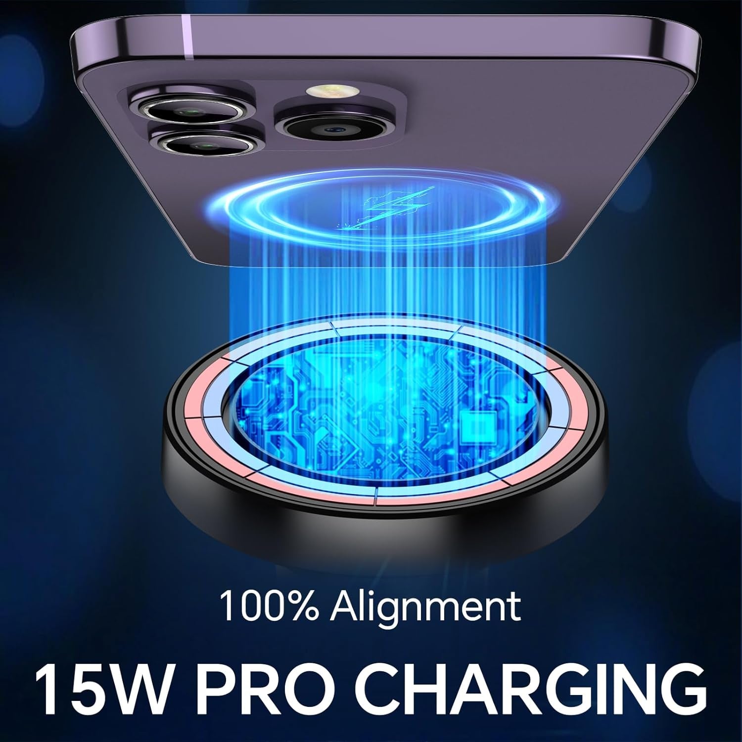 Coolpow for Magsafe Car Mount Charger【Ultra Magnet】 Magnetic Phone Holders for Your Car Charger【Windshield+Vent+Dash】 Magnetic Wireless Car Phone Holder Charger Car Mount for Iphone 17 (Purple)