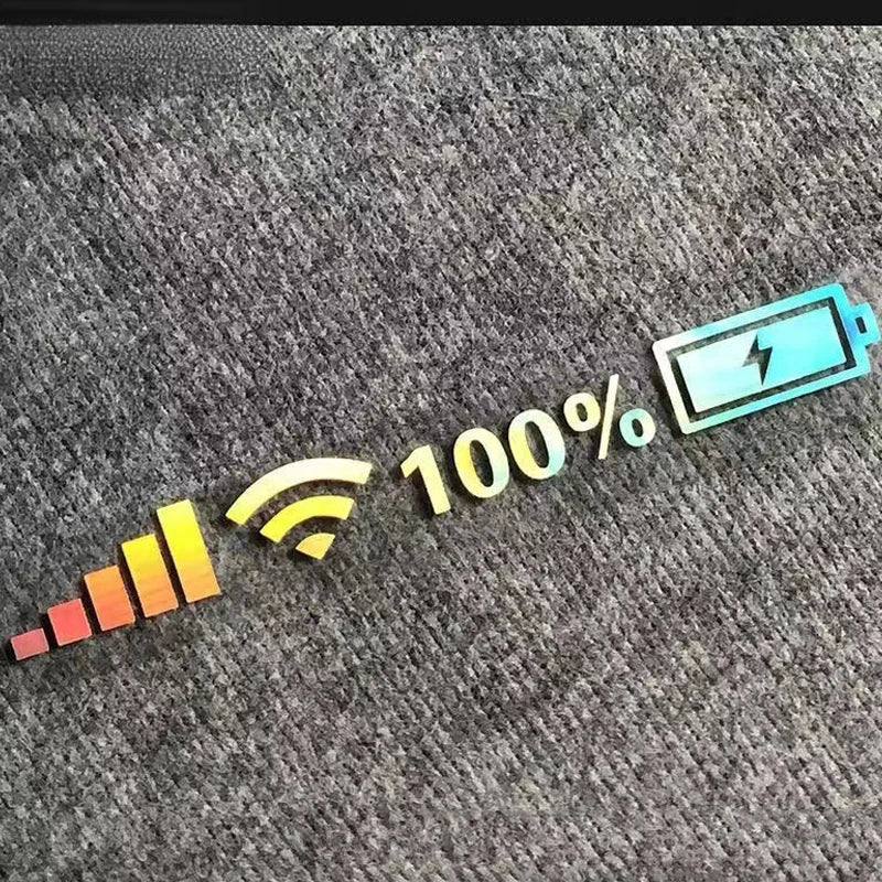 Reflective Vinyl Decals for Car and Motorcycle Windshields - 100% Battery Pattern WiFi Signal Stickers and Accessories