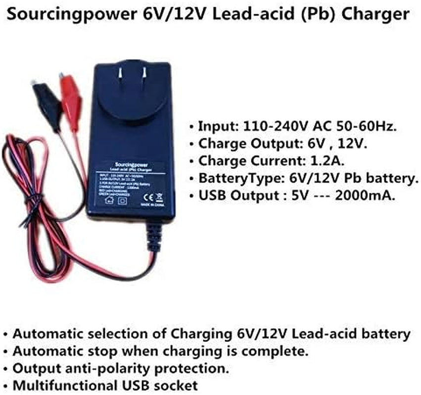 6V/12V Lead Acid Battery Charger for Ride on Toys 12V/6V Kids Ride on Car SLA Charger for 6V/12V Pb Battery Baby Electric Battery SUV Kid Toy Car Motorcycle,12V Power Wheels Charger