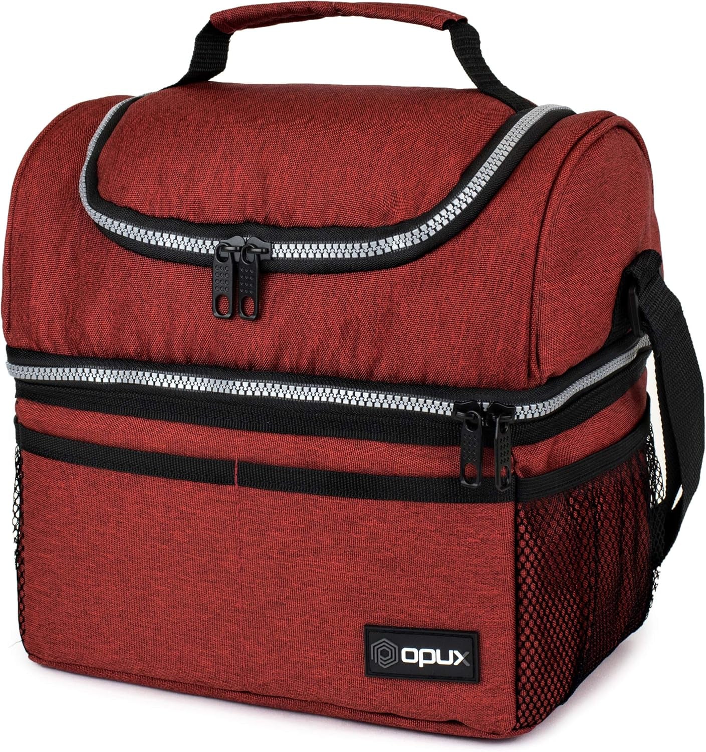 OPUX Insulated Double Decker Lunch Box - Large 12L Leakproof Cooler for Adults & Kids - Aqua Turquoise Soft Tote for Work & School Meal Prep