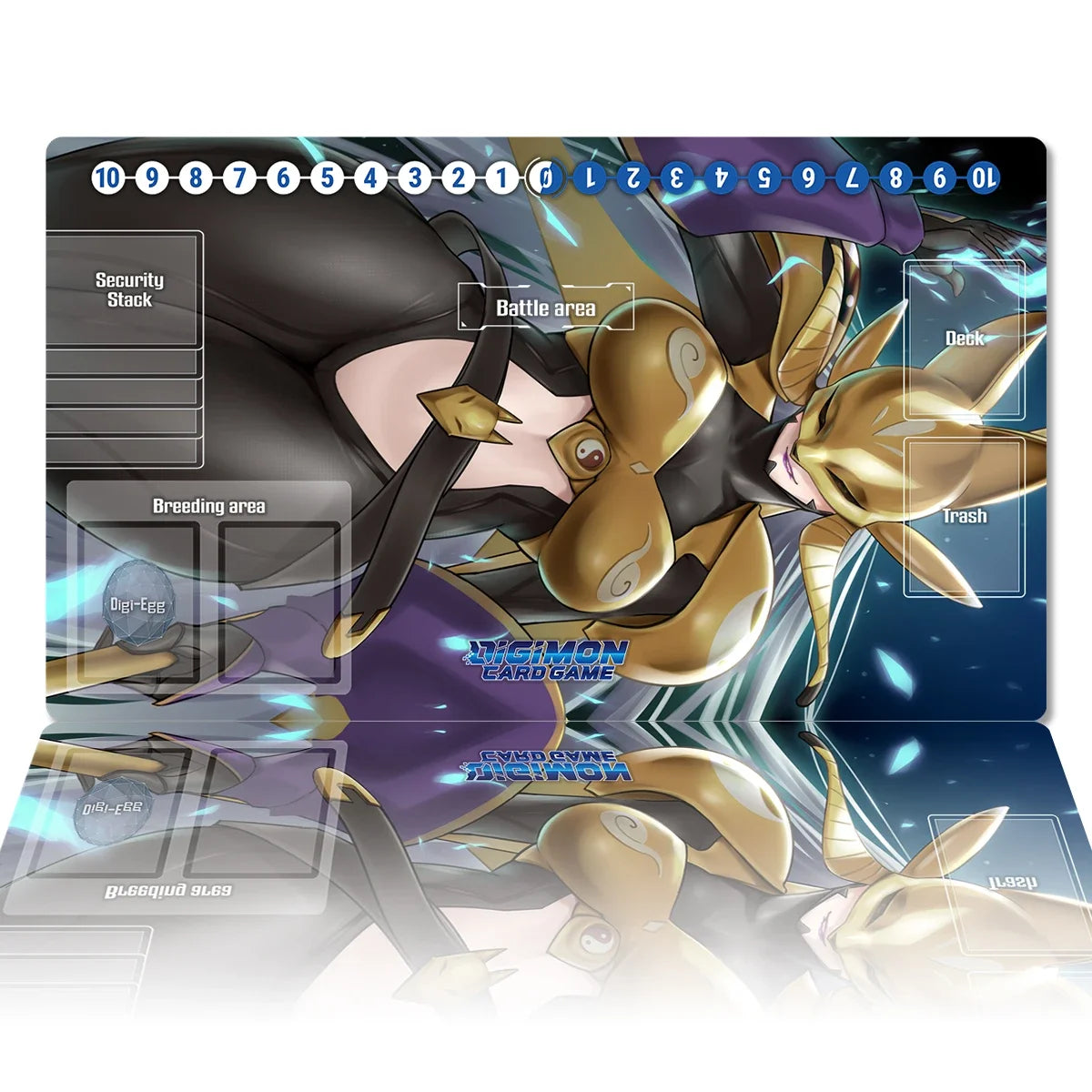 Sakuyamon Digimon Playmat for DTCG and CCG - Premium Gaming Mat and Desk Pad with Free Carry Bag