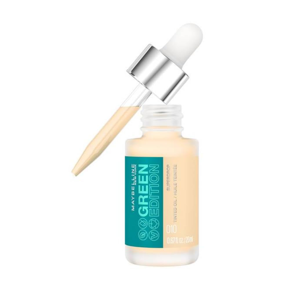 Maybelline Green Edition Superdrop Tinted Oil Foundation - Adjustable Natural Coverage with Jojoba & Marula Oil, 35ml