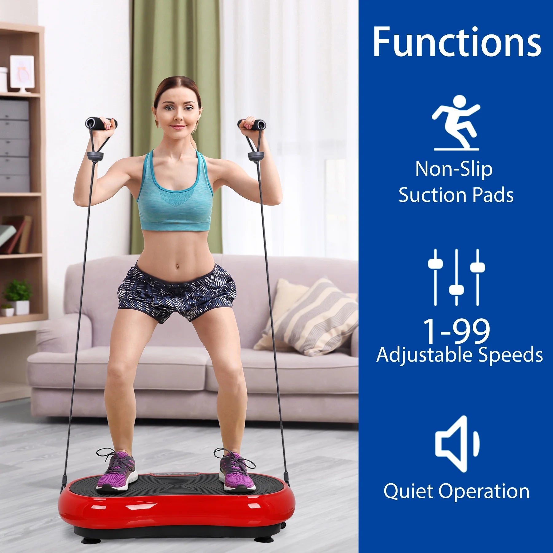 Vibration Plate Exercise Machine for Full Body Workouts with Bluetooth Connectivity - Red