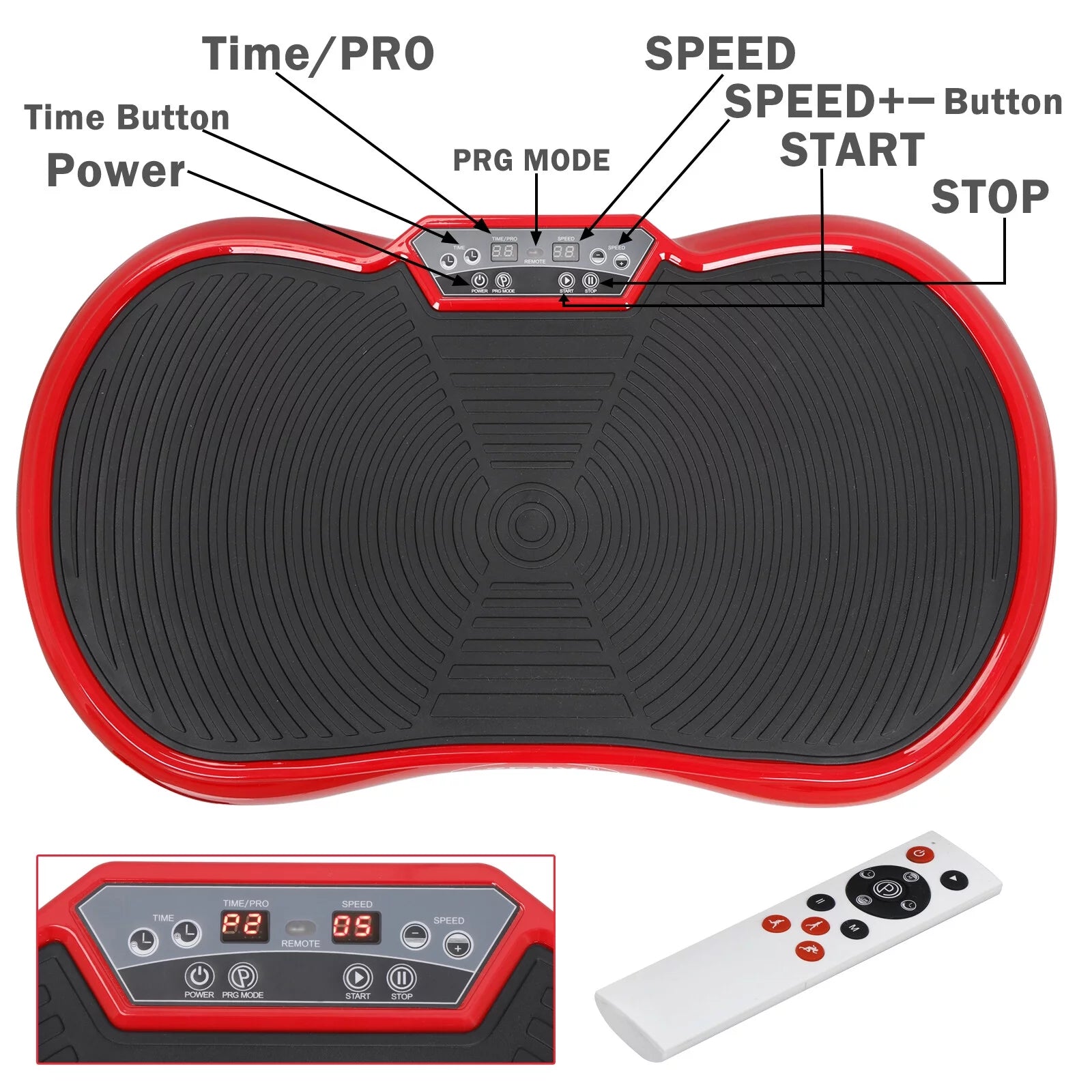 Vibration Plate Exercise Machine for Full Body Workouts with Bluetooth Connectivity - Red