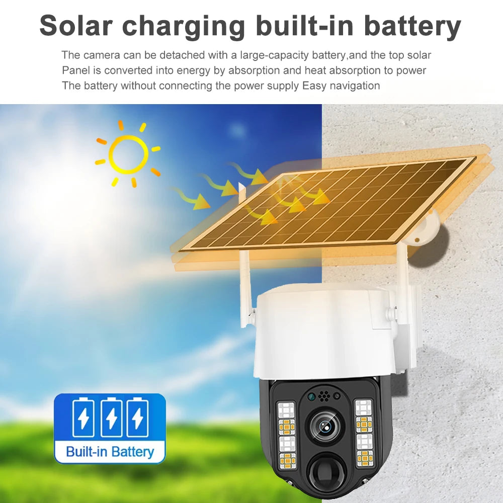 V380 Pro Solar Camera 4G Sim Outdoor PIR Human Detect Wireless Camaras Powered Energy Waterproof CCTV Home Security Protection