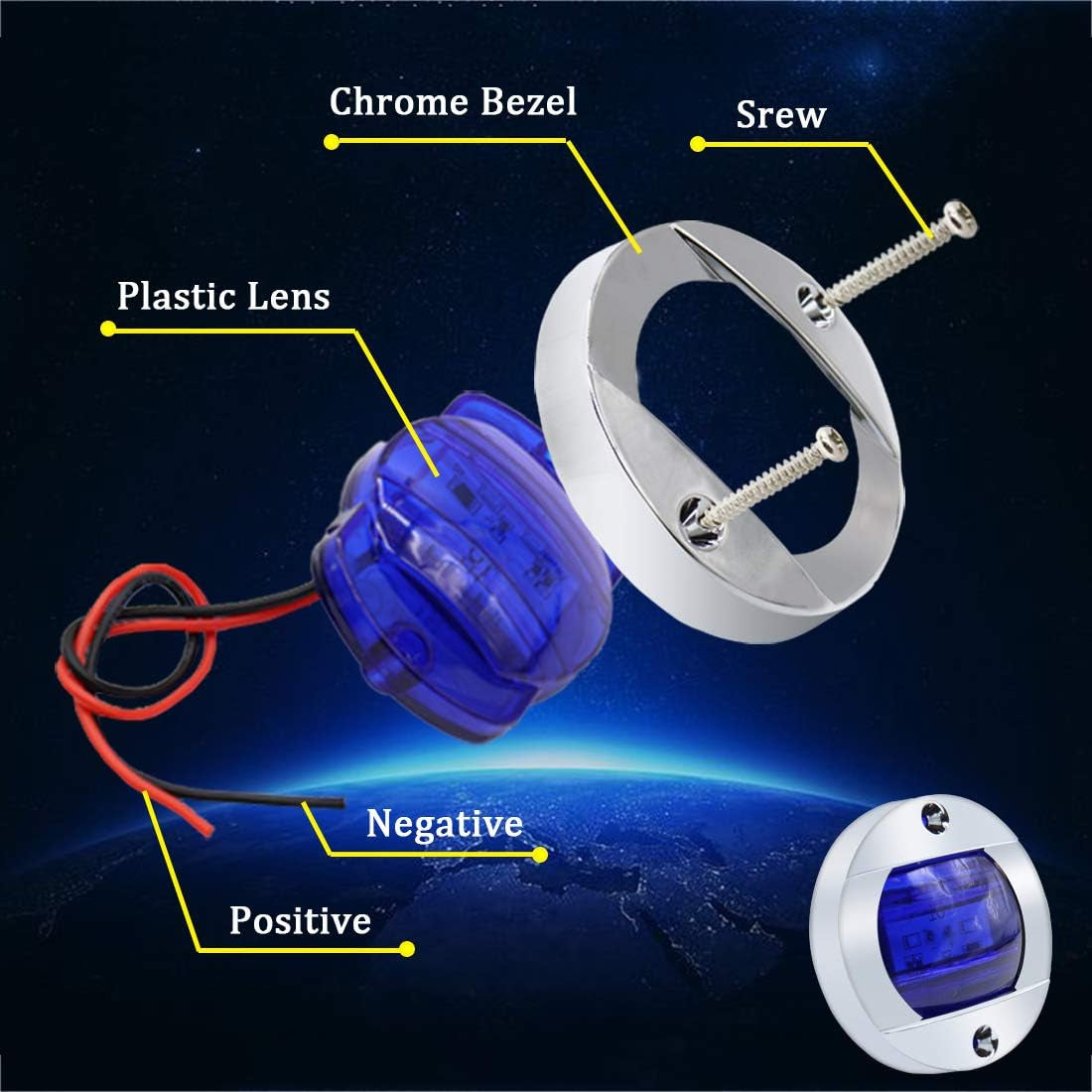 Boaton LED Night Fishing Lights - Courtesy, Deck, Navigation Lights for Boats (Blue)