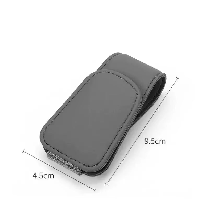 Premium Universal Car Sun Visor Eyeglass Hanger Clip - Magnetic Leather Glasses Holder & Multi-Function Storage Solution