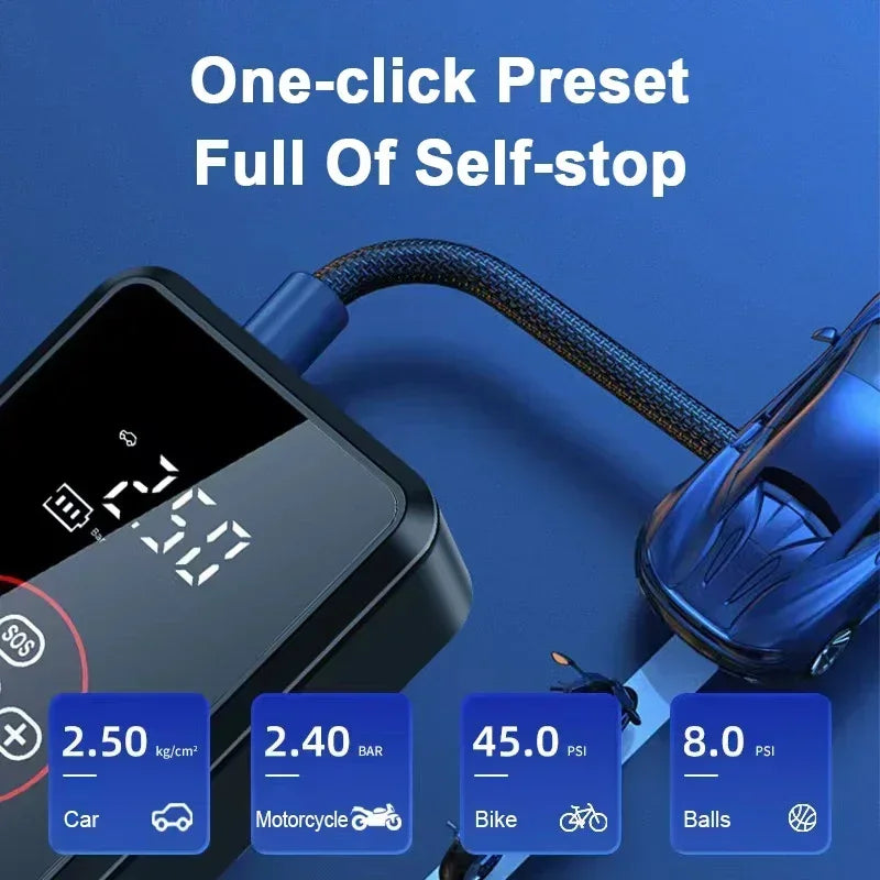 EAFC Air Compressor Air Pump Car Portable Tyre Inflator Wireless/Wired Pump 150PSI Air Compressor for Car Motorcycles Bike