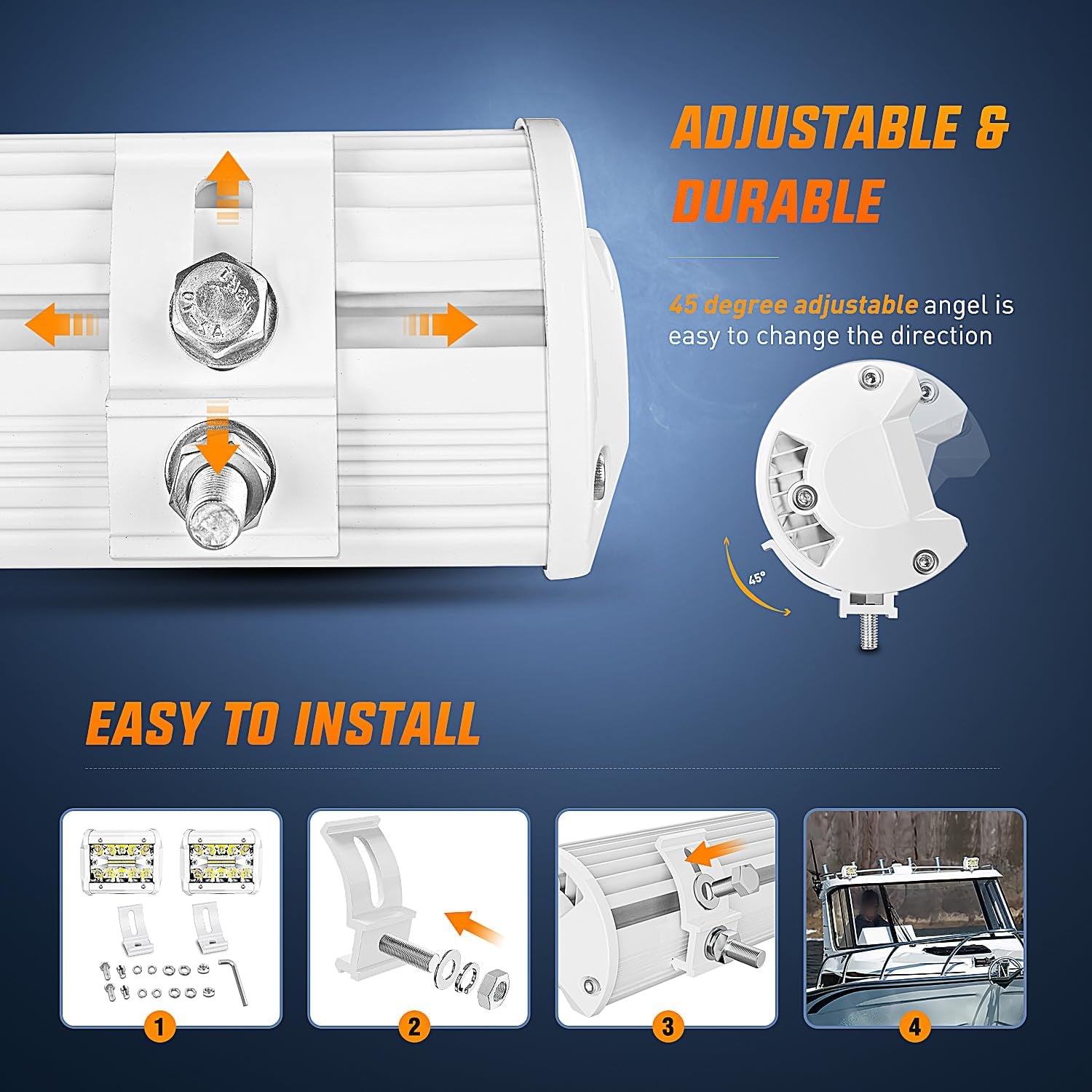 Nilight Marine LED Light Pods Navigation Lights 2PCS 4 Inch White Spot Flood Combo Ponton Boat Deck Dock Lighting for Night Fishing T-Top Stern Yacht Port Sailboat Trucks Tractors