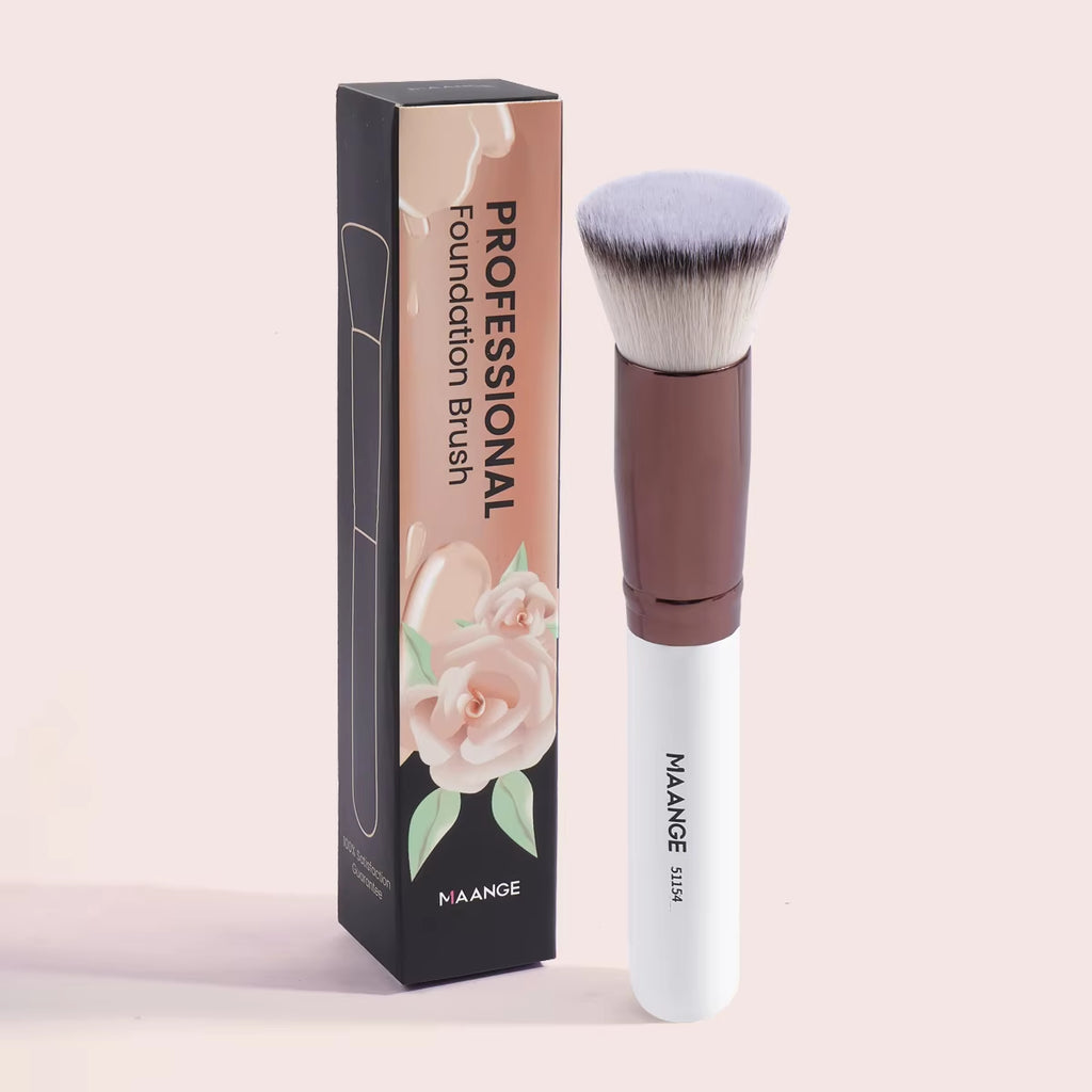 MAANGE 2PCS Foundation Makeup Brush Set Flat Angled Kabuki Powder Blush Brush for Liquid Soft Bristles Cosmetic Makeup Tools