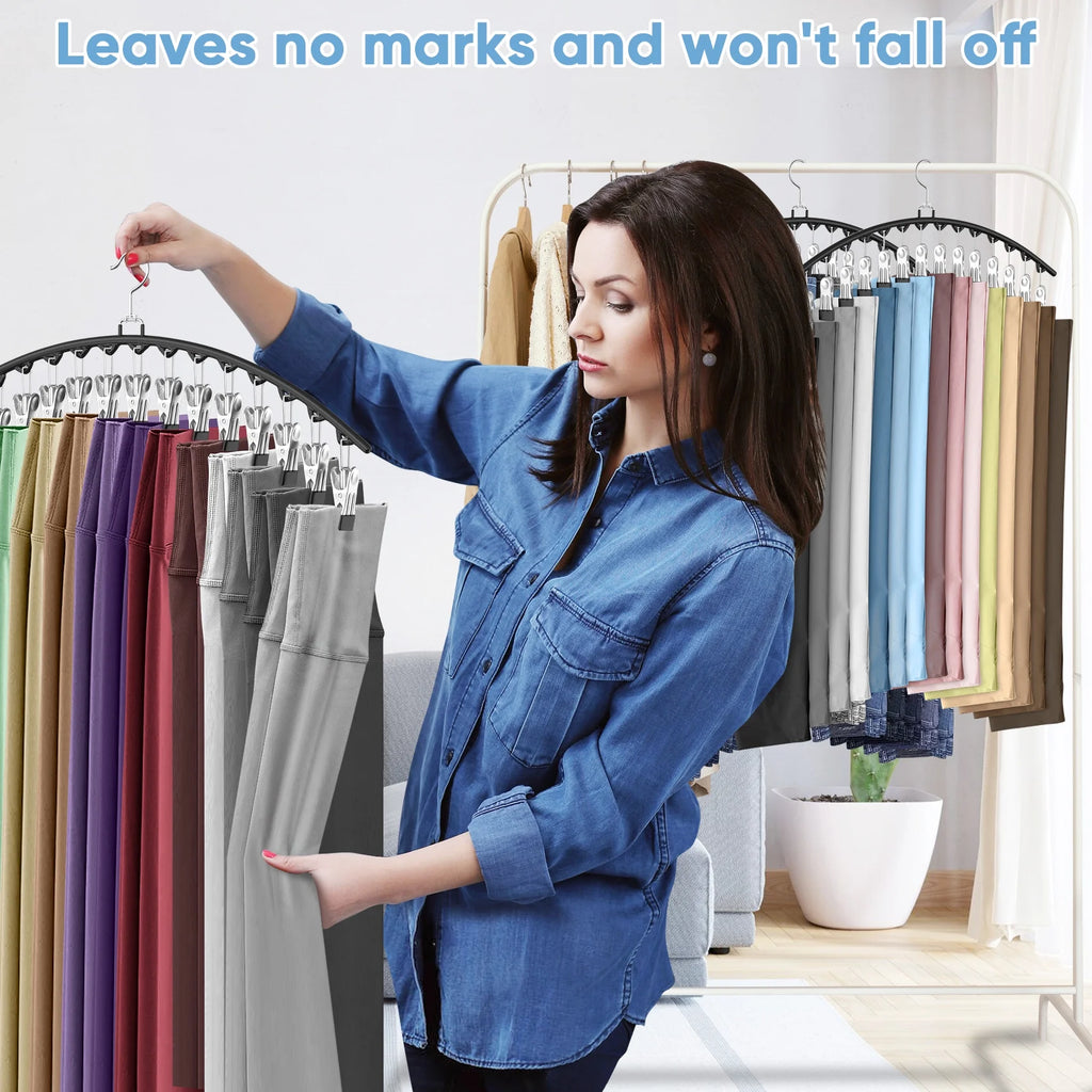 Paquete De 3 Ganchos Para Pantalones Para Ropa Con 15 Pinzas, Organizadores De Clóset Ahorradores De Espacio, Negro