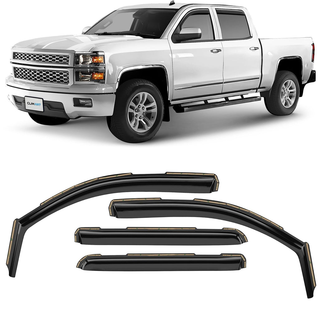 Custom-Fit Window Deflectors for 2014-2018 Chevrolet Silverado and GMC Sierra Crew Cab