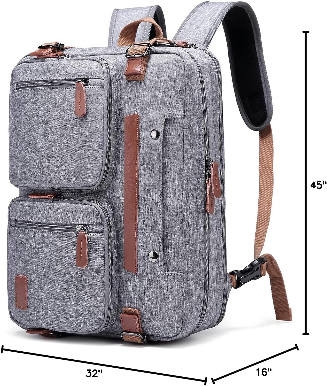 MOLNIA 3-in-1 Versatile Laptop Bag for Men - 17.3 Inch Backpack, Briefcase, and Messenger Bag - Stylish and Functional Computer Bag for Both Men and Women - Sleek Black Design