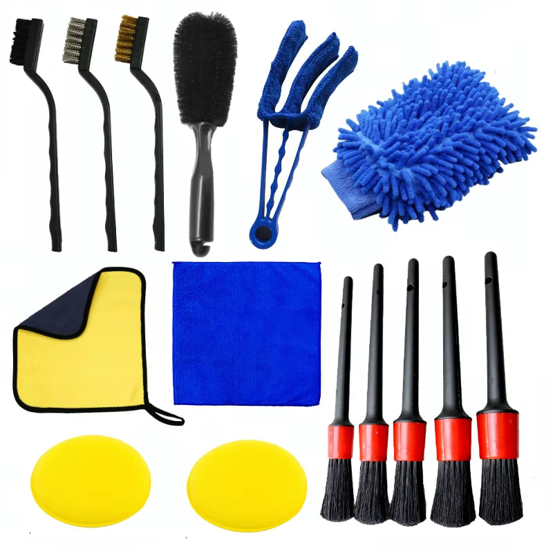 15-Piece Ultimate Car Detailing Brush Set - Perfect for Vents, Gaps, and Air Outlet Cleaning!