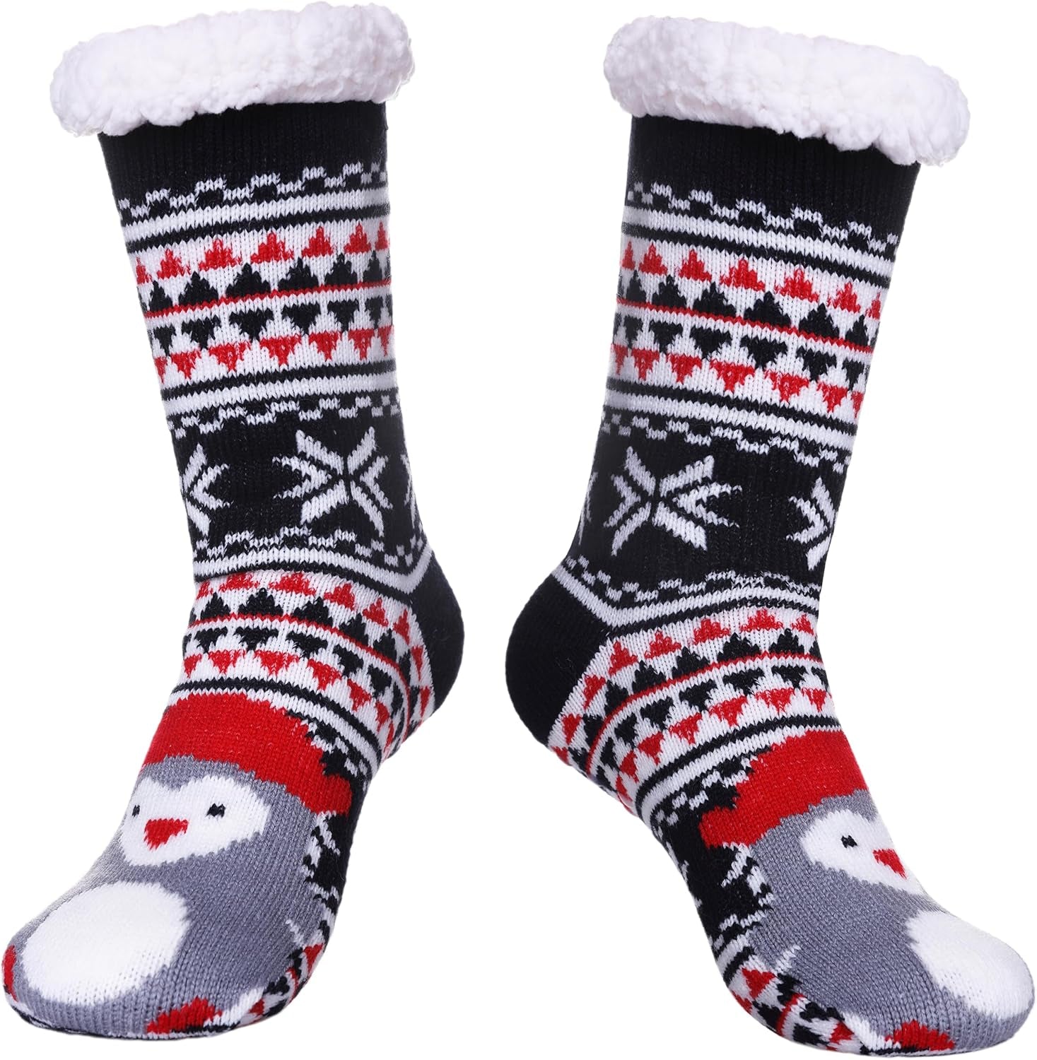 SDBING Slipper Socks for Women with Grippers, Winter Warm Fuzzy Indoor Christmas Gifts Socks