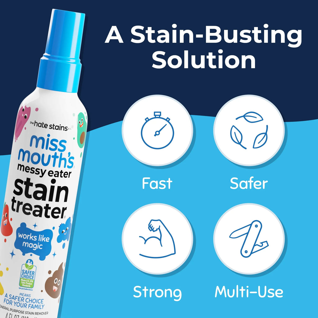 Miss Mouth'S Messy Eater Stain Treater Spray for Baby & Kids, 4 Fl Oz, Newborn & Baby Essentials, Stain Remover for Food, Grease, & More, Gentle on Laundry