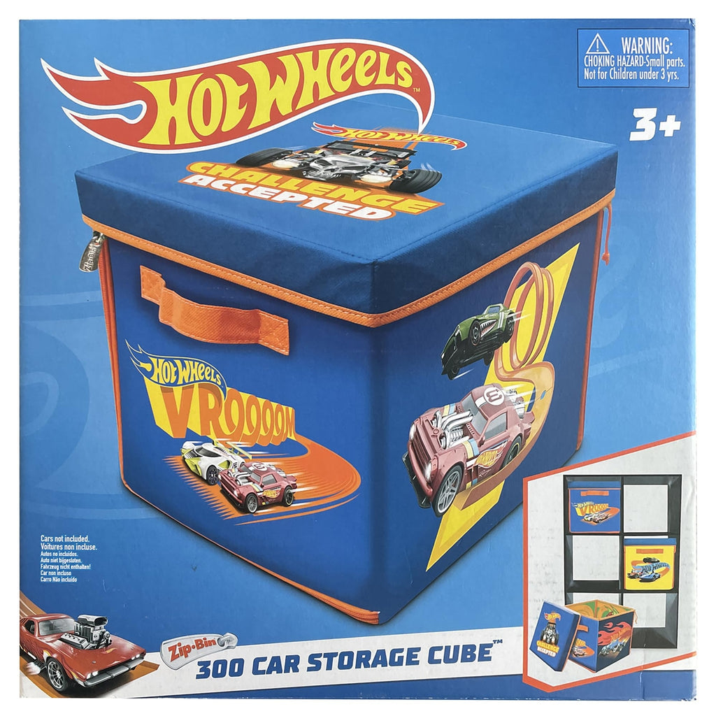 Hot Wheels Zipbin 300-Car Storage Cube and Playmat - Durable Toy Organizer