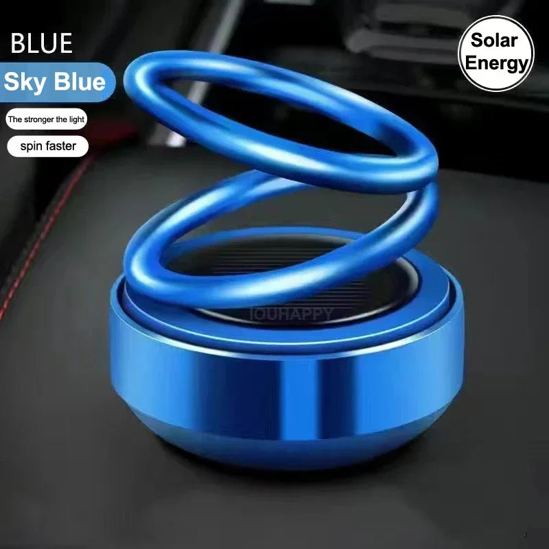Suspended Rotating Double Ring Aromatherapy Car Accessory with Solar-Powered Perfume Decoration