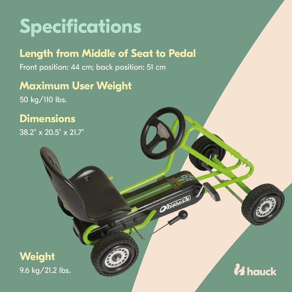 Hauck Kids Pedal Go Kart - Fun 4-Wheel Bike Cart for Ages 4-8 in Vibrant Green - Perfect Outdoor Adventure for Boys and Girls!