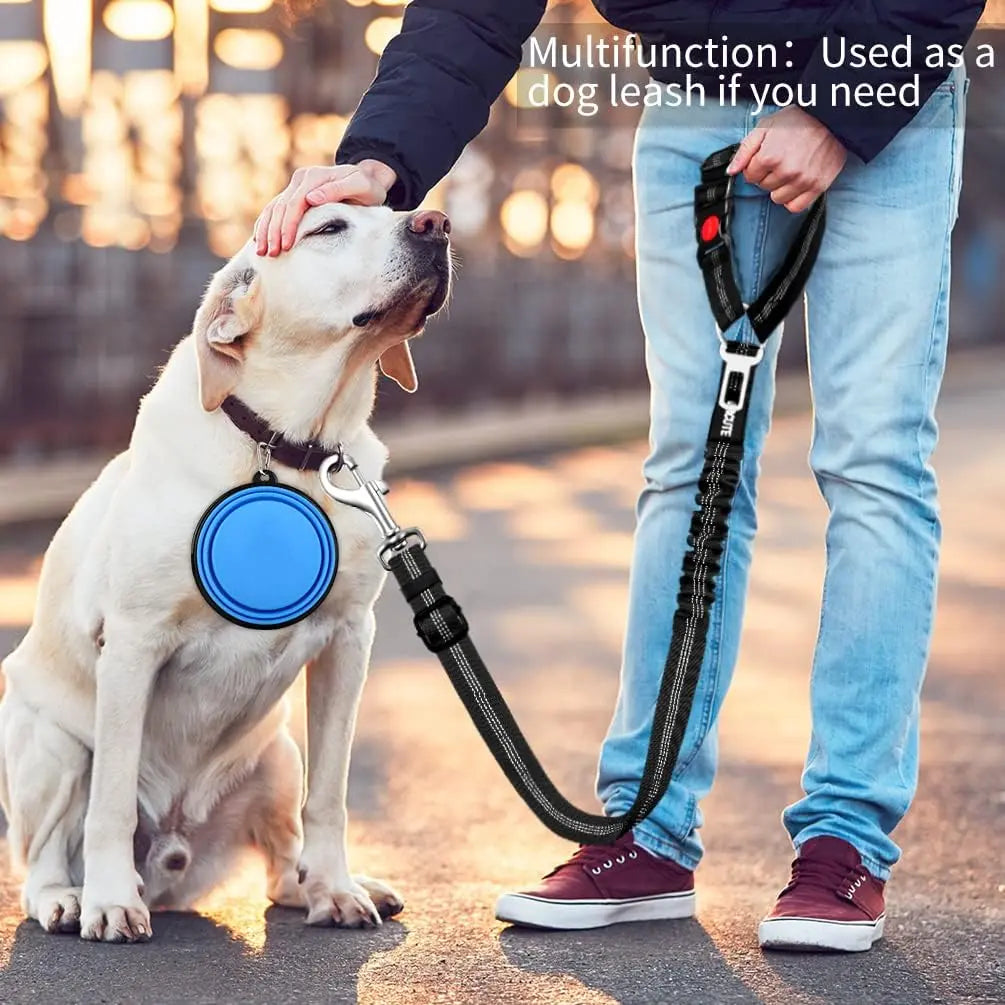 2-Pack Adjustable Dog Seat Belt Headrest Clip with 3-in-1 Harness Buckle and Leash - Reflective Car Harness Pet Supplies