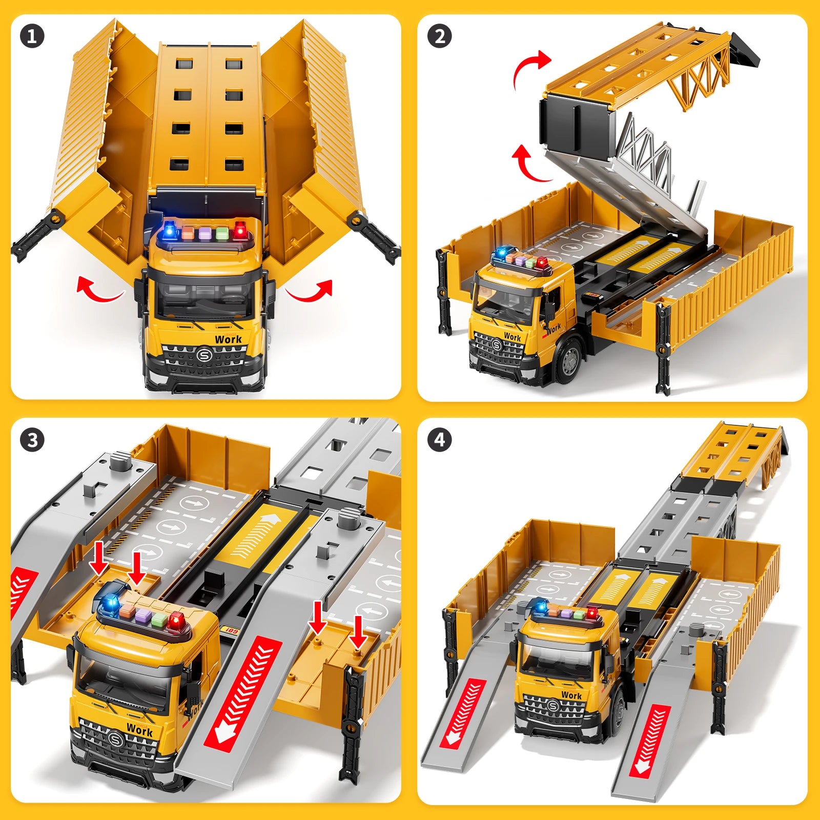 Ultimate Carrier Truck Race Track Set - Construction Toy for Boys Aged 3-8 with Tower Crane and Transport Cars
