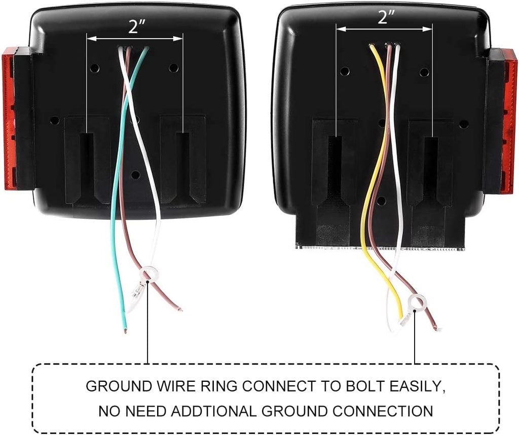 CZC AUTO 12V Waterproof Submersible LED Trailer Tail Light Kit for Boats and Utility Trailers Under 80 Inches