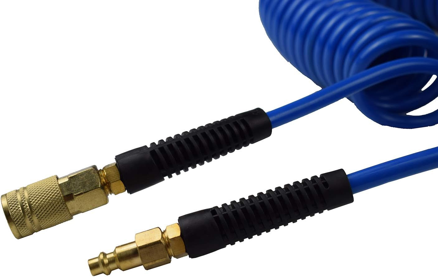 YOTOO 25' Polyurethane Air Compressor Hose - 1/4" Inner Diameter with Bend Restrictor & Quick Coupler - Durable Blue Design