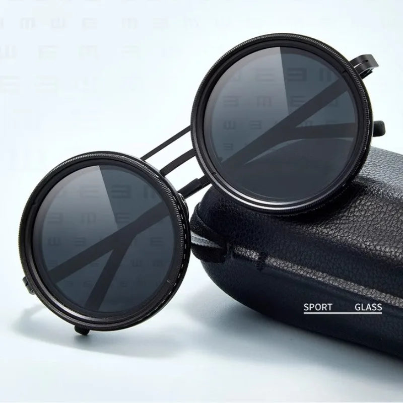 Handmade ND Adjustable Sunglasses 1~9 Manual Dimming Glasses Fishing Filter Shades UV400 Vintage Steampunk Polarized Sun Glasses